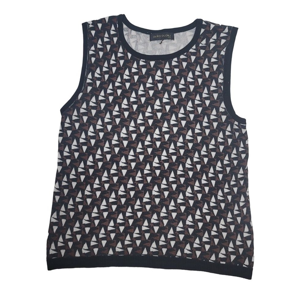 Duro Olowu soft patterned sweater vest see measurements brown black white